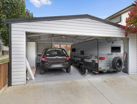 caravan storage with double garage single door