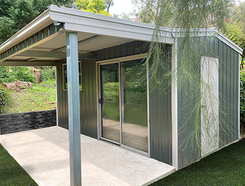 Home office garage with front porch